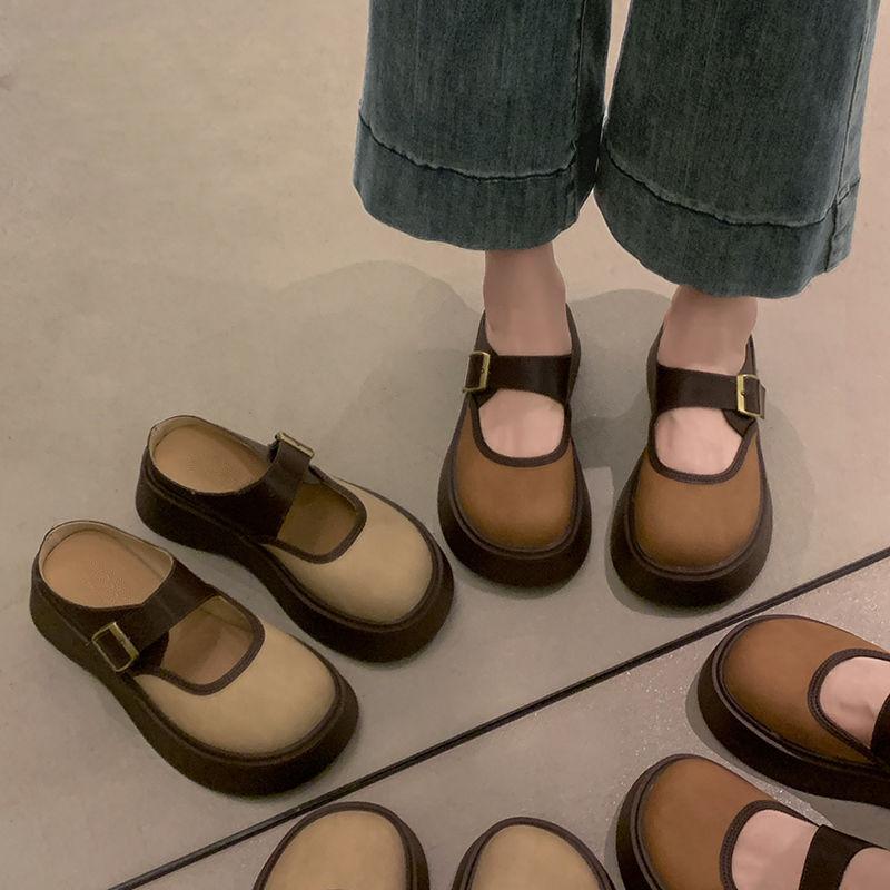 Dopamine thick-soled Mary Jane single shoes women's 2025 winter new Japanese retro versatile heightening round head bag head drag