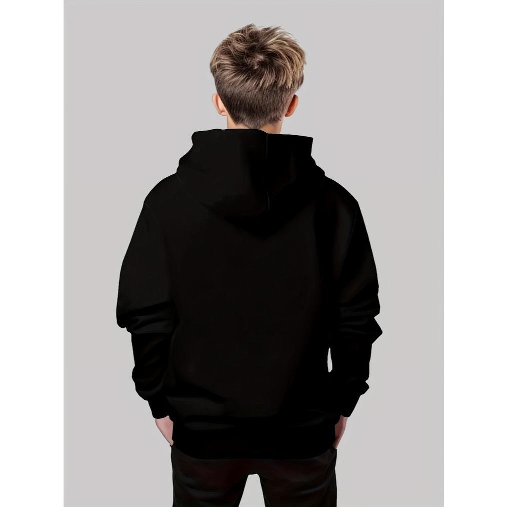 Boys' fashionable 3D printed casual pullover, spring and autumn long sleeved sportswear, boys' outdoor hoodie