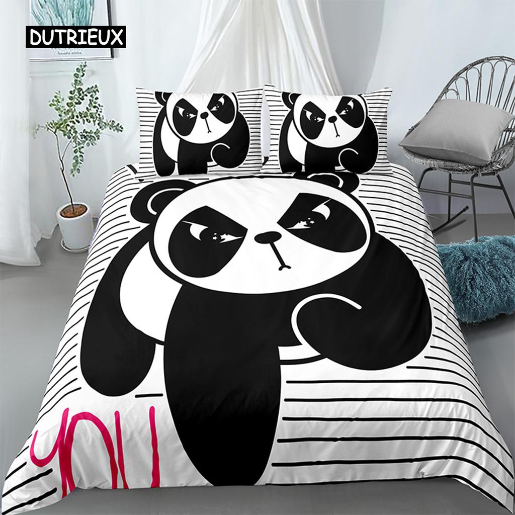 Panda Printed 2/3pcs Bedding Set Bamboo Duvet Cover For Adult Child Bedclothes And Pillowcases Comforter Covers Bed Sets