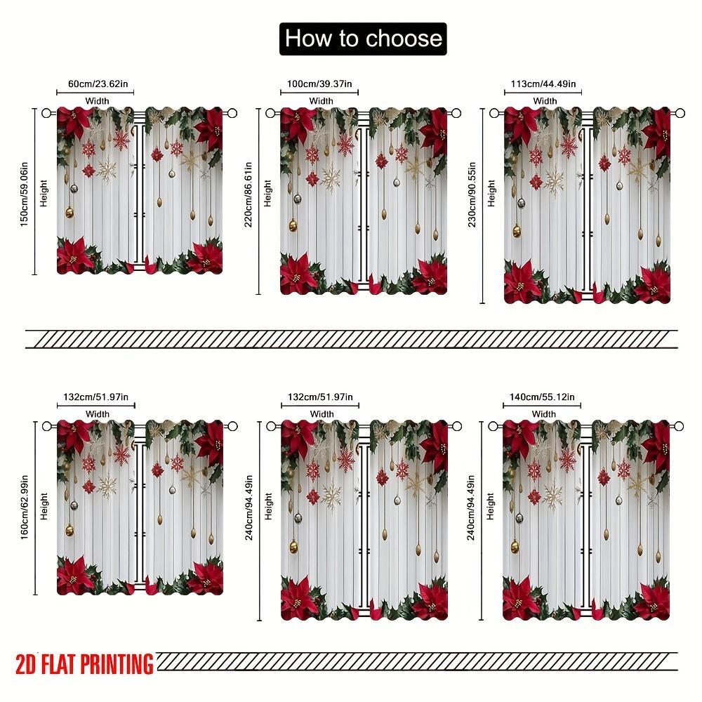 Set Of 2 Merry Christmas Curtains Flat Print Indoor Garden Multipurpose Event Decor Curtain Polyester Machine Washable