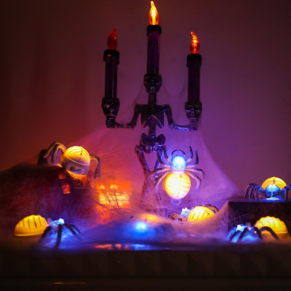 Halloween LED Spider & Candle Dual-Color Night Light