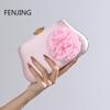 Satin 3D Flower Evening Bags Women Dinner Shoulder Crossbody Bag Luxury Design Handbags Gold Pink Clutches for Party Banquet