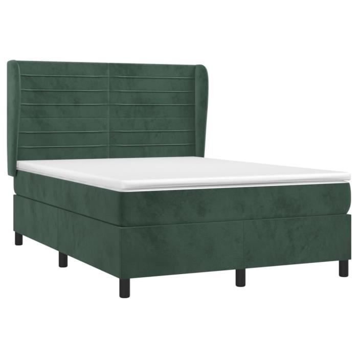 3129276 vidaXL Divan Bed and Mattress Dark Green 140x200cm Velvet