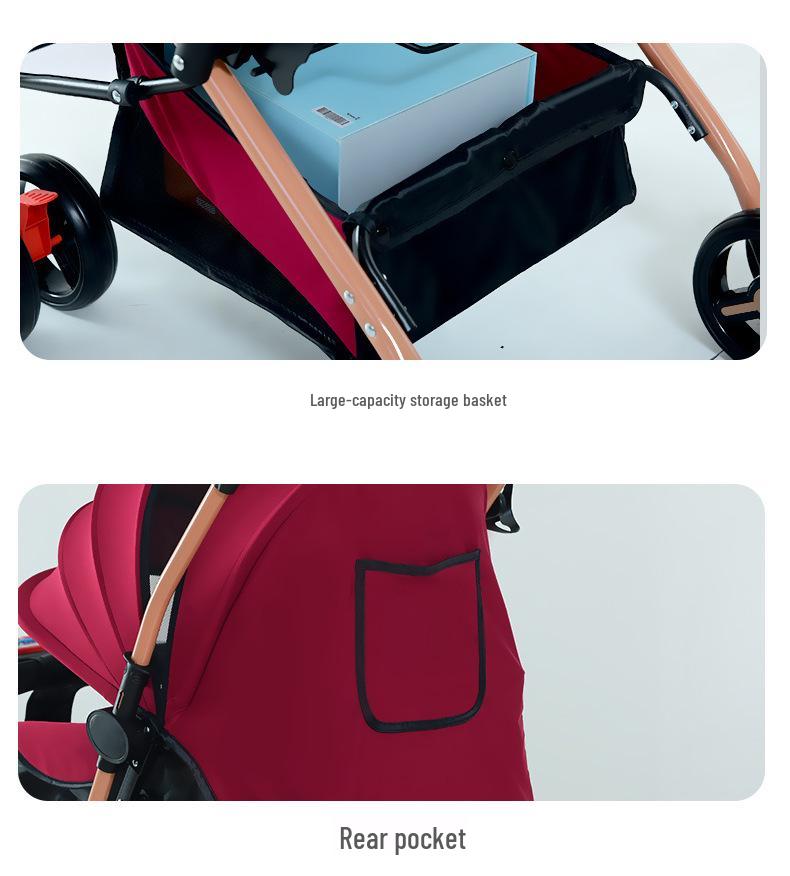 Newborn 4-Season Stroller: Foldable, Spacious, Shock-Absorbing for Sitting & Lying Down.