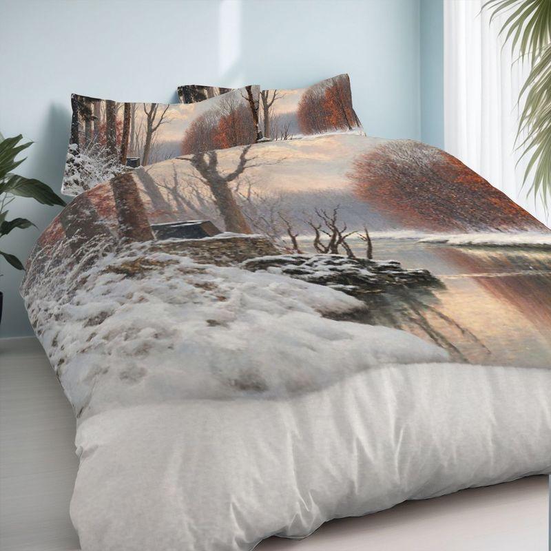 3-Piece Bedding Pillowcase Quilt Cover Set Winter Snow 2D Digital Printing Suitable For Bedroom Hotel Dormitory Decoration