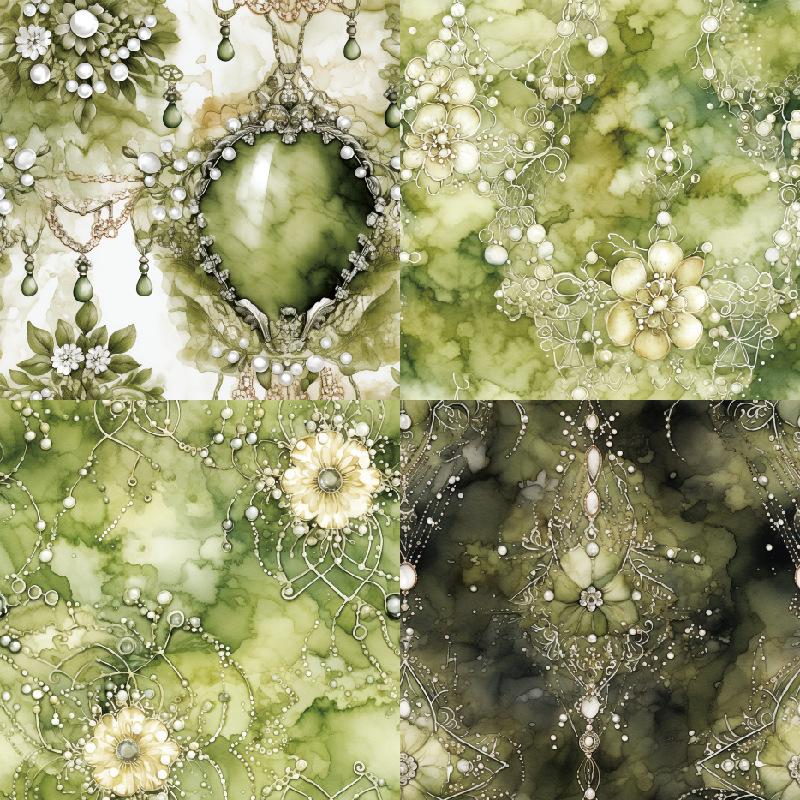 

24 Sheets Green Flower DIY Photo Album Scrapbook, Manual Account, Material Paper, Card Making, Background Paper, 6-inch