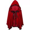Women's Red Hooded Cape Halloween Cloak Lace Trim Short Stage Costume Coat