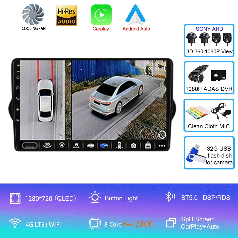 Car Radio Android 14 Carplay Auto For Fiat EGEA TIPO 2015 2016 2017 2018 Navigation GPS Multimedia Player Stereo wifi+4G BT DVD