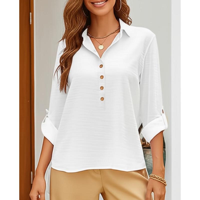 2026 Women's Loose Fit Printed V-Neck Long-Sleeved Shirt