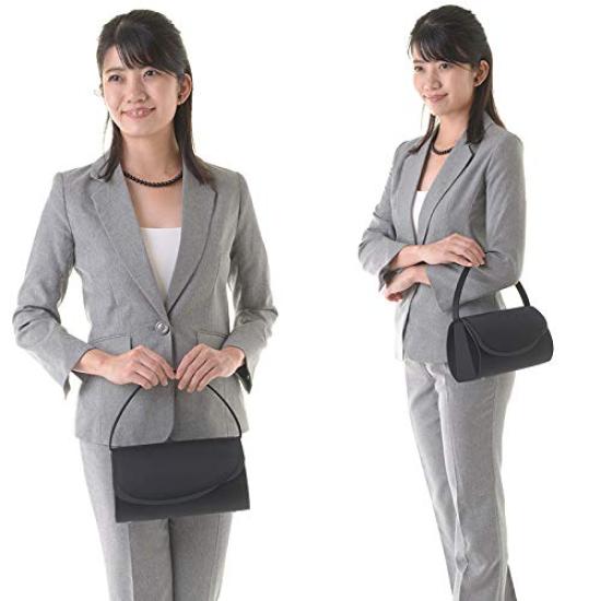 Aurora Black Formal Bag, Made in Japan, Round Asymmetrical Design, Water-Repellent, Large, Black, Suitable for Both Celebrations and Condolences,