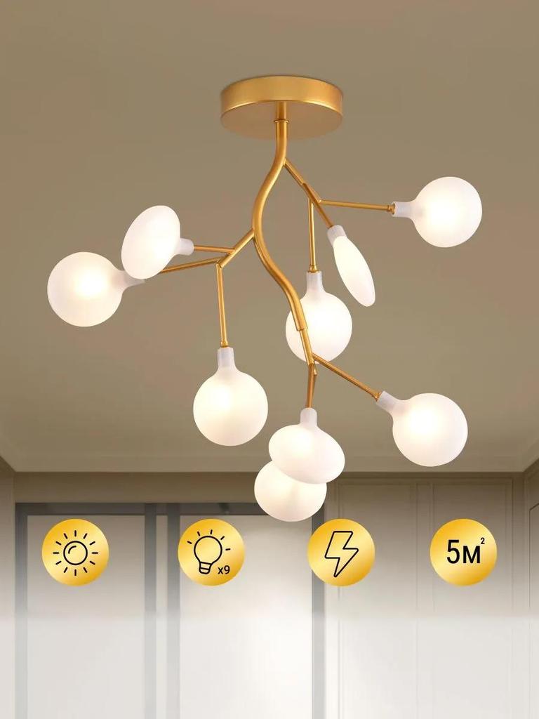 Nordic G4 Led Chandelier Lighting Modern Branch Pendant Light Living Room Gold Art Decor Indoor Lighting(bulb NOT Included)