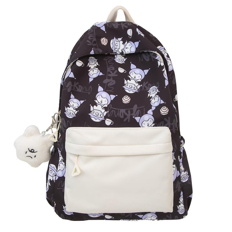 

Student schoolbag Girls summer light and thin anti-splashing large-capacity backpack Junior high school student lightweight backpack no pendant чорний