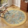 Floral Round Rug – Fluffy Soft Plush Carpet for Living Room, Bedroom & Study, American-Style Home Decor