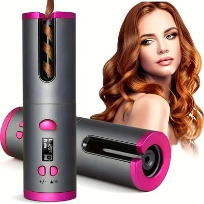 Automatická bezdrôtová kulma na vlasy Bezdrôtová otočná USB nabíjacia kulma Displej Teplota Nastaviteľná kulma na vlasy