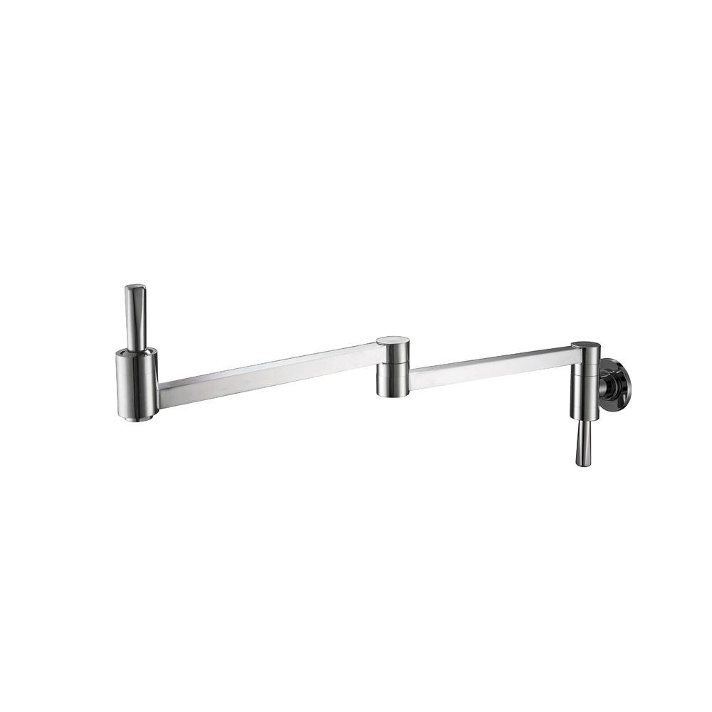 Modern Single Hole Kitchen Sink Water Faucet Single Cold Solid Brass Faucet Wall Mounted Brass Kitchen Faucet (as the picture,Brushed)