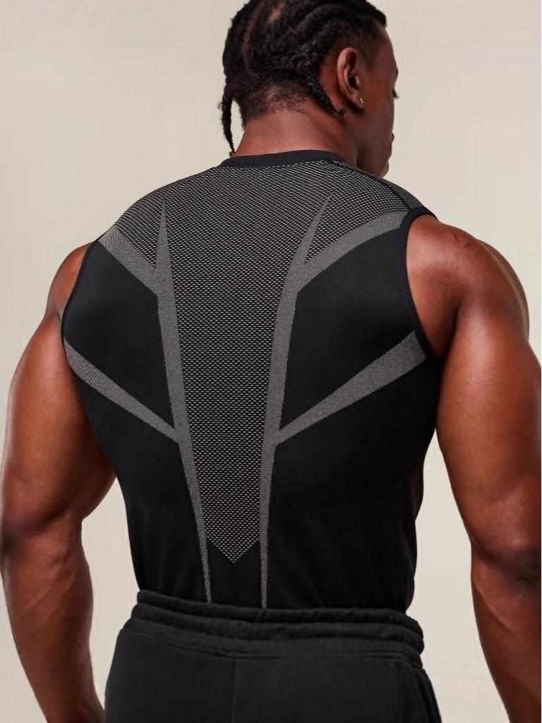 Męski bezszwowy szybkoschnący bezrękawnik do biegania