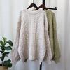 Knitted sweater top women's autumn and winter new loose soft waxy retro twist sweater pullover commuter style