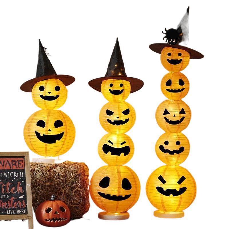 Halloween Light-Up Pumpkin Lantern Ornaments for Festive Decor