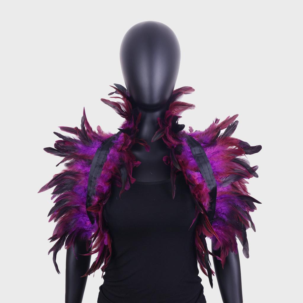 Halloween Feather Shawl Wristlet Set Feather Shawl Punk Feather Party Holiday Dress Up Cosplay Costumes Poncho for Women and Men