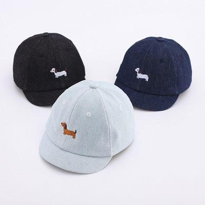 Cute Dog Embroidery Baby Baseball Cap Summer Short Brim Infant Boy Girl Peaked Hat Adjustable Toddler Casual Sunscreen Caps