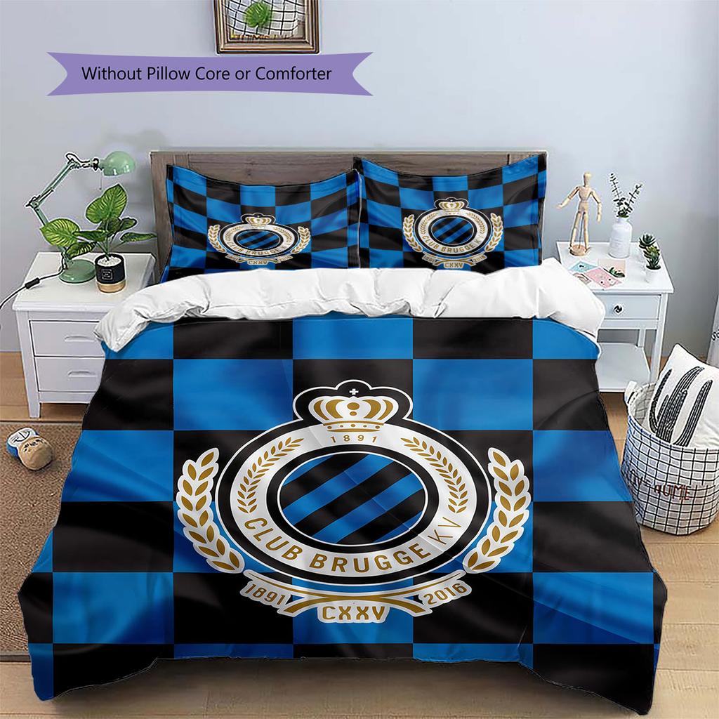 Club Brugge KV Pattern Bedding,Quilt Set Quilt Cover Pillowcase Home Birthday Gift(1 * duvet cover + 2 * pillowcase, without core)