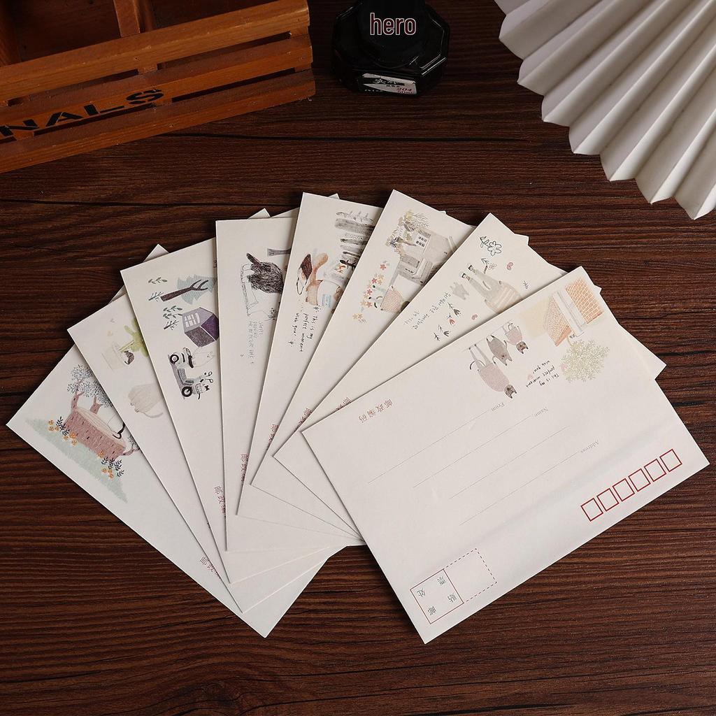 Korean Retro Aviation Style Envelope Letter Paper Set: Cute, Long Postcard Envelopes for Mailing