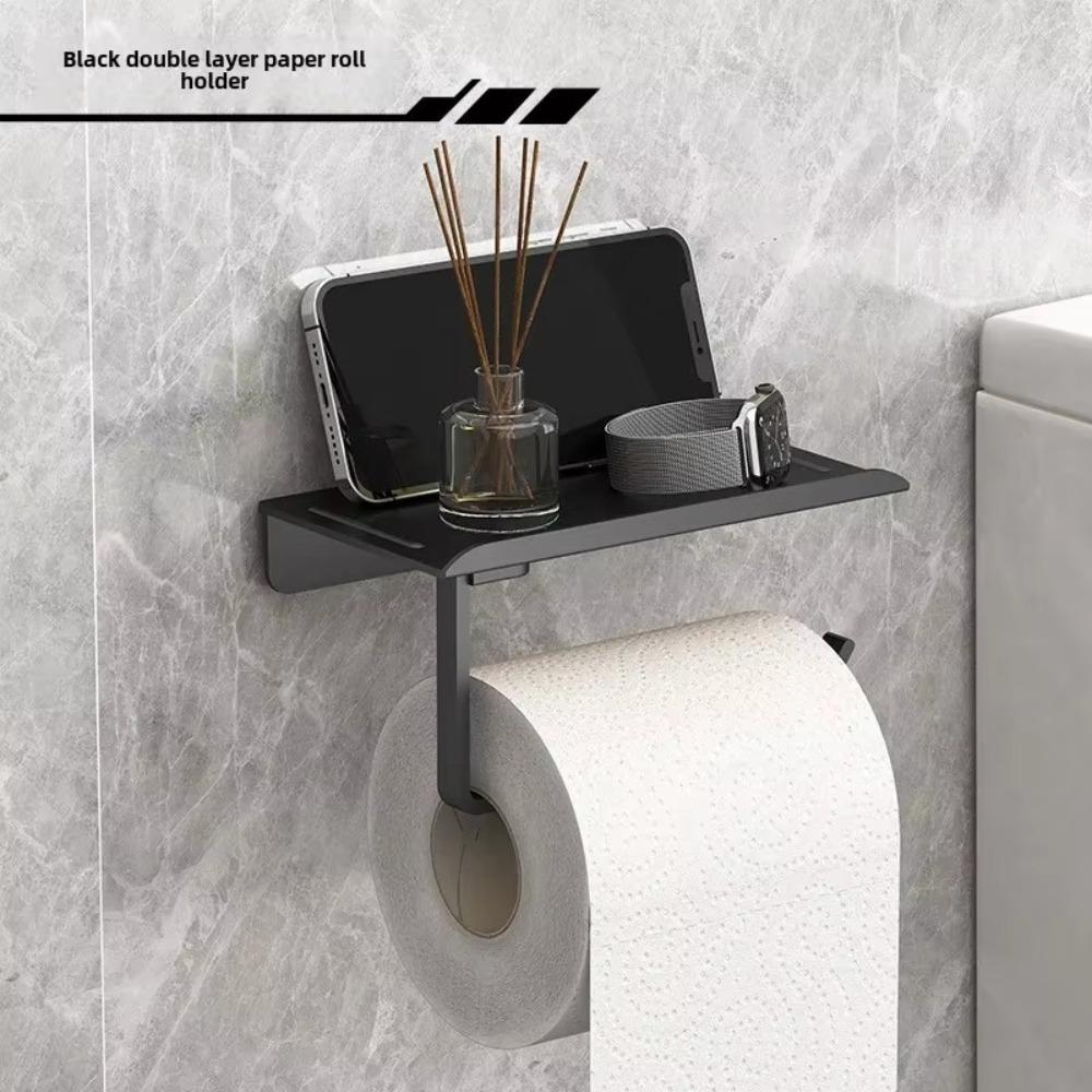 Self Adhesive Toilet Paper Roll Holder Plastic Mobile Phone Rack Toilet Manager Holder Bathroom