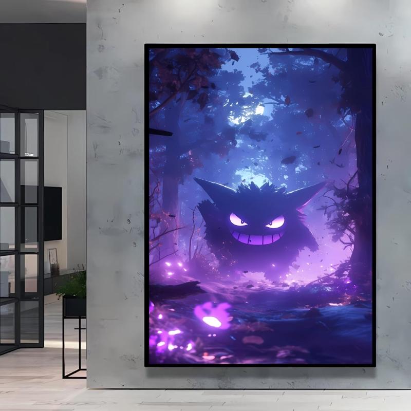 Canvas Artwork Painting Pokemon Gengar Poster Hd Prints Cartoon Character Picture Classic Modern Home Living Room Wall Decor