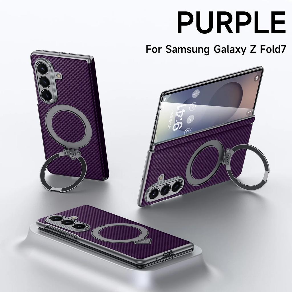 Original Sulada Carbon Fiber Grain Leather Magsafe Case For Samsung Galaxy Z Fold8Ultra 7 Hinge Ring Holder Bracket Back Cover