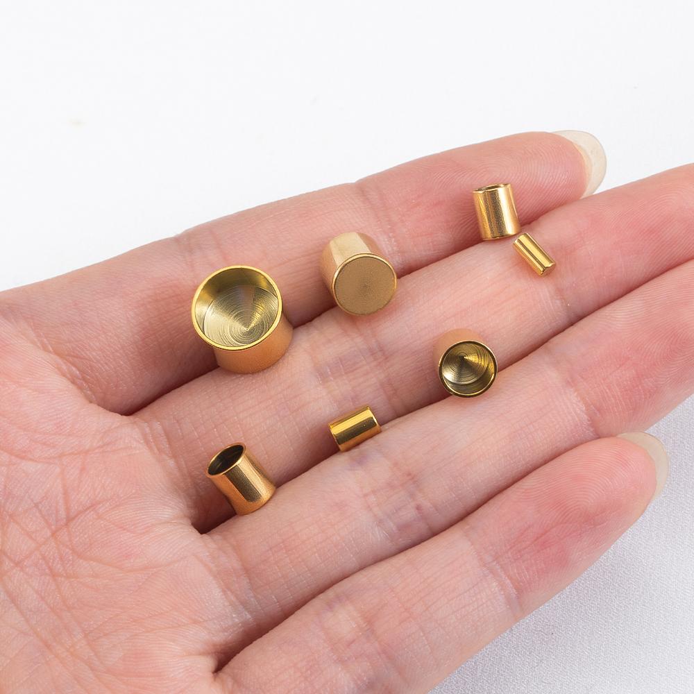 20pcs Stainless Steel Flat End Caps Leather Bracelet Fastener Crimp Clasps Asseccories for Jewelry Making DIY Findings Wholesale