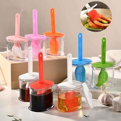 One-piece High Temperature Resistant Oil Bottle Brush Kitchen Oil Silicone Oil Brush Oil Pot Pour Oil Bottle Barbecue Oil Brush