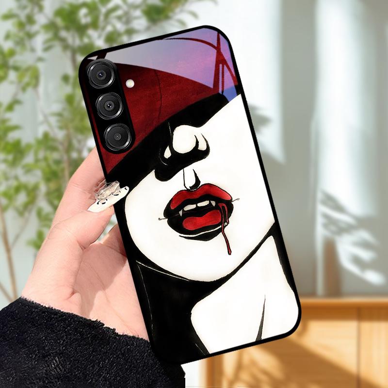 For Samsung A25 A26 Cute Case A35 A36 A55 A56 5G Tempered Glass Phone Cover For Galaxy A15 4G 5G Hard PC Glass Protective Fundas