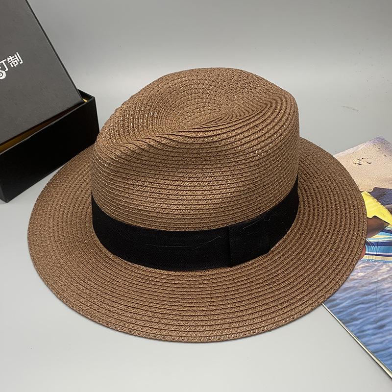 Windbreak Rope, Seaside Travel, Sunshade, Sunscreen, Straw Top Hat, Velcro Sweat Belt, Flat Brim, Large Brim, Breathable And Comfortable