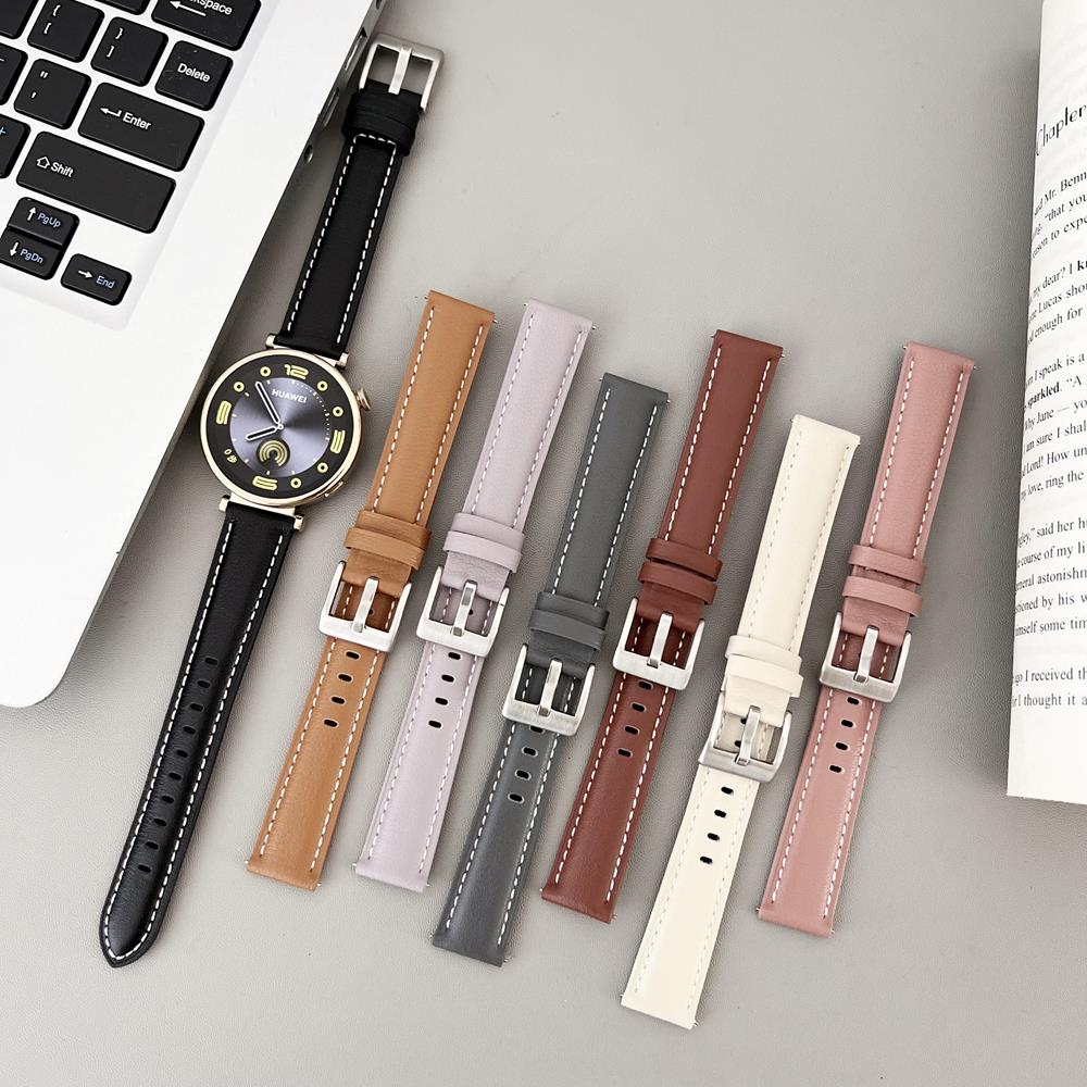 

Обычный кожаный ремешок для часов с тонкой талией и строчкой для часов Huawei Watch GT4, 41 мм, универсальный, 18 мм