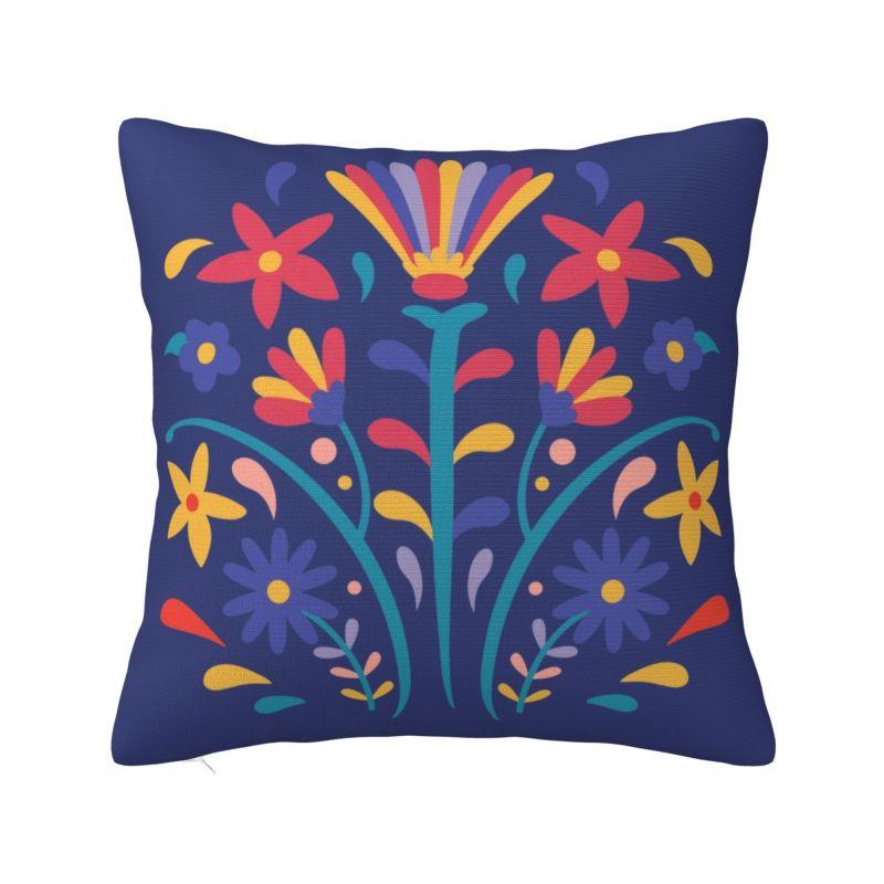 Mexikanische Otomi Blumenzusammensetzung Kunst Moderne Kissenhülle Wohnzimmerdekoration Volksblumenmuster Stuhlkissen