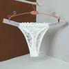 Transparent Lace Flower Panties Mid Waist Mesh Briefs Breathable Rhinestone Thong  Ladies