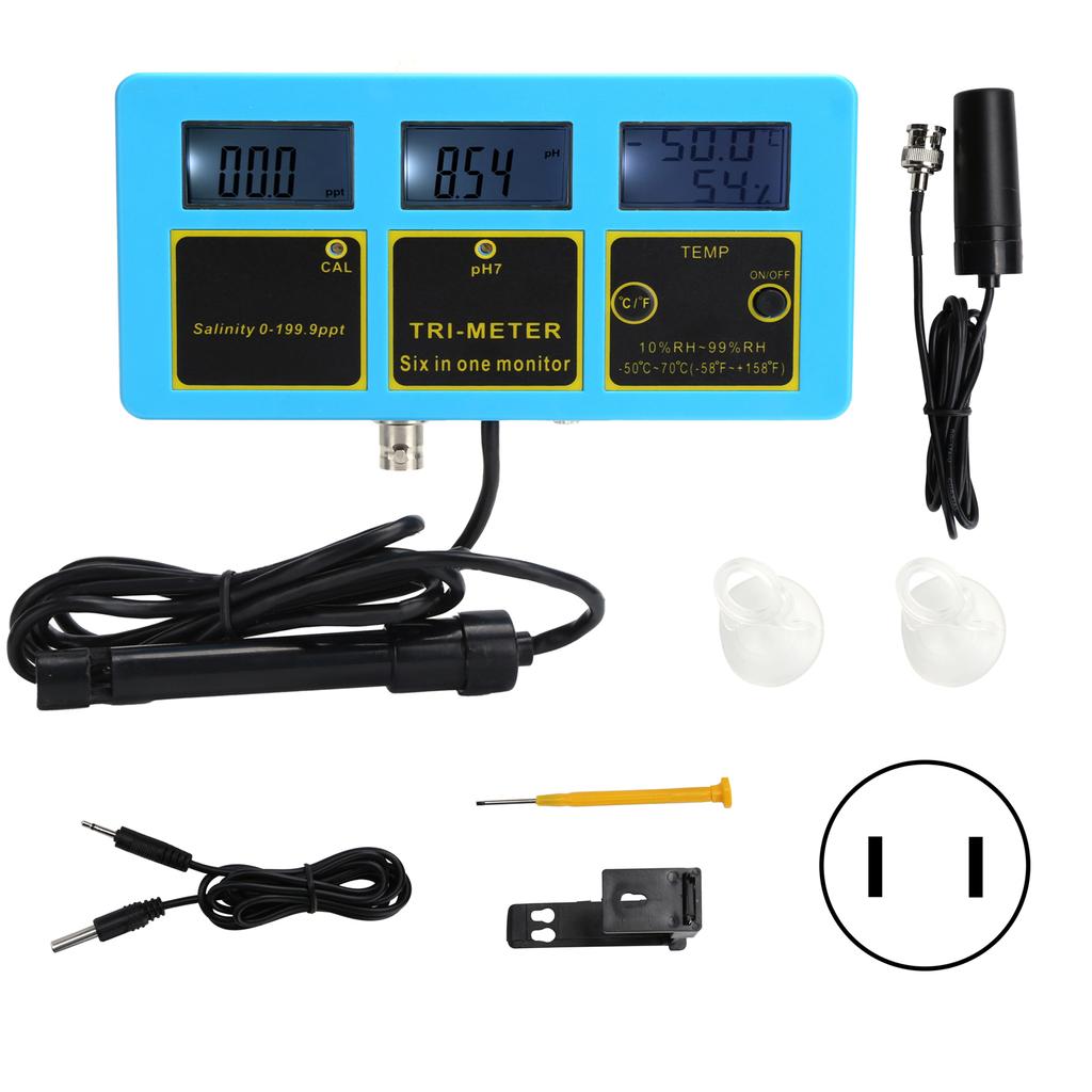 4 in 1 Water Quality Test Pen PH Salinity Meter Thermometer LongTerm Online Monitor for Fish Tank