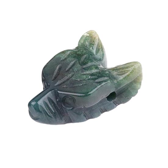 

Wolf Head Stone Ornament Miniature Landscape Sculpture Crystal Texture And Polished Design Decorative Beads for DIY Bracelets Keychains F