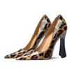 Fashion FHC 2025 Patent Leather Leopard Square High Heels,Women Pumps,Sexy Shallow Shoes,Pointed Toe ,Slip On,Dropship
