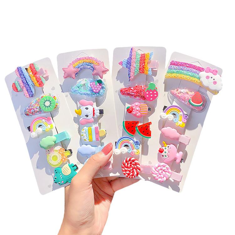 2022 Cute Design Hair Accessories Cartoon Hair Clip Hair Clip Set Kids Rainbow Hairclips for Kid Girls