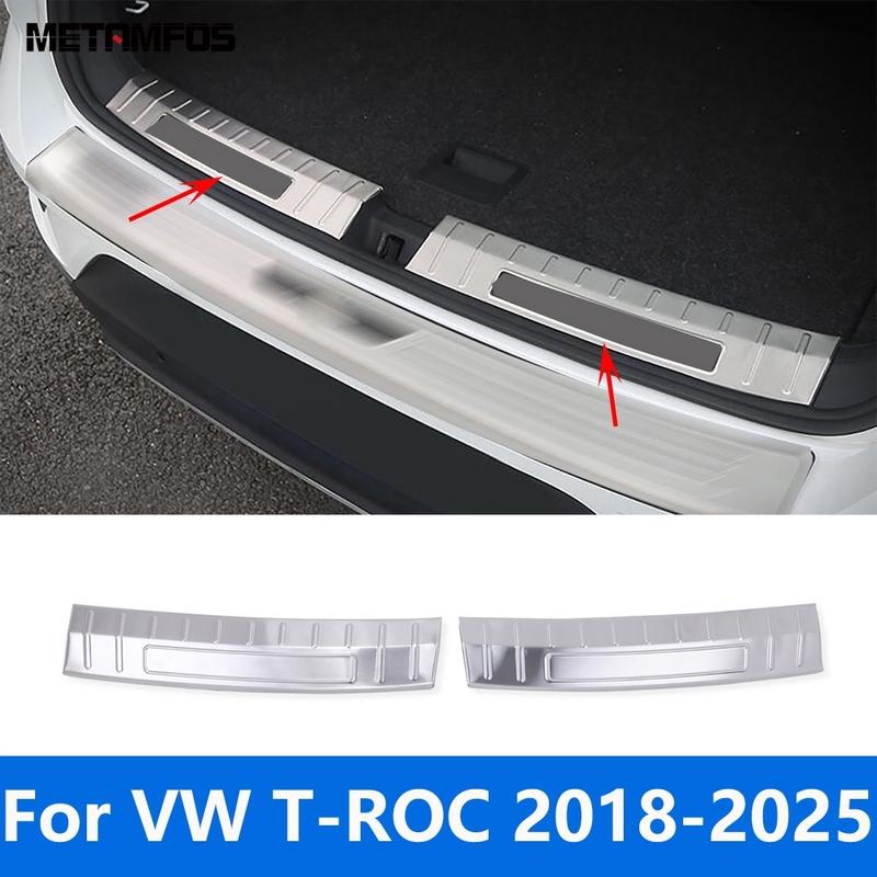 For Volkswagen VW T-ROC TROC 2018- 2024 2025 Interior Rear Trunk Bumper Foot Plate Door Sill Scuff Guard Plate Accessories