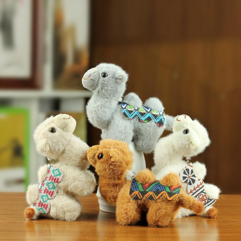 Kawaii Soft Stuffed Camel Keychain Cartoon Patterned Bag Charm Mini Backpack Decoration for Christmas Small Gifts