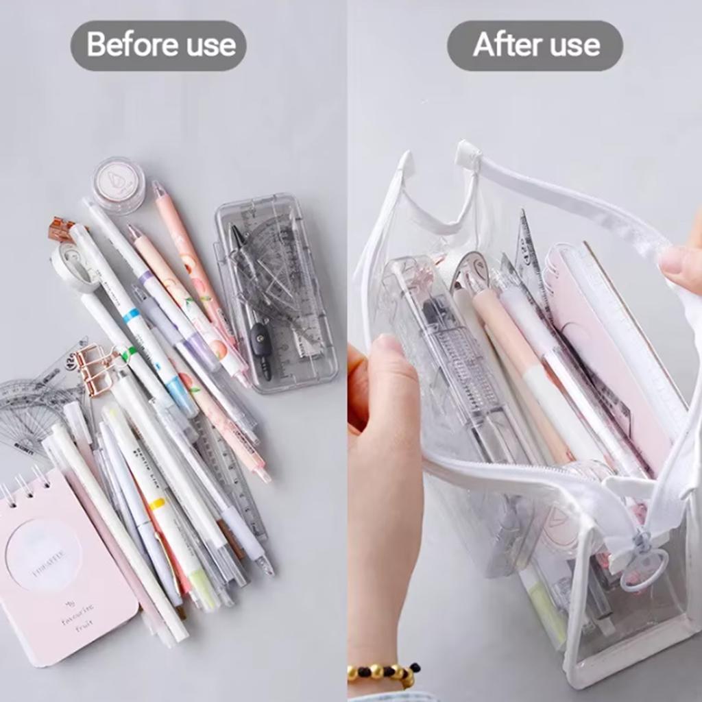 Transparent Pencil Case Large Capacity Simple Pen Bag Cosmetic Bag School Study Stationery Office Supplies