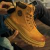 Men's and Women's Retro Style Plush Lined Leather Martin Boots - Trendy British High-Top Work Boots