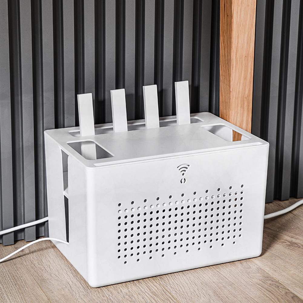 Stolní úložný box pro router, set-top box, zásuvky, kabely, síťové kabely a prodlužovací kabely s odnímatelným dvouvrstvým designem