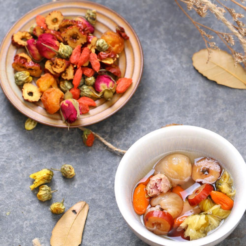 120g Organic Five Treasure Tea Herbal Blend with Longan Goji Red Dates Rose Chrysanthemum
