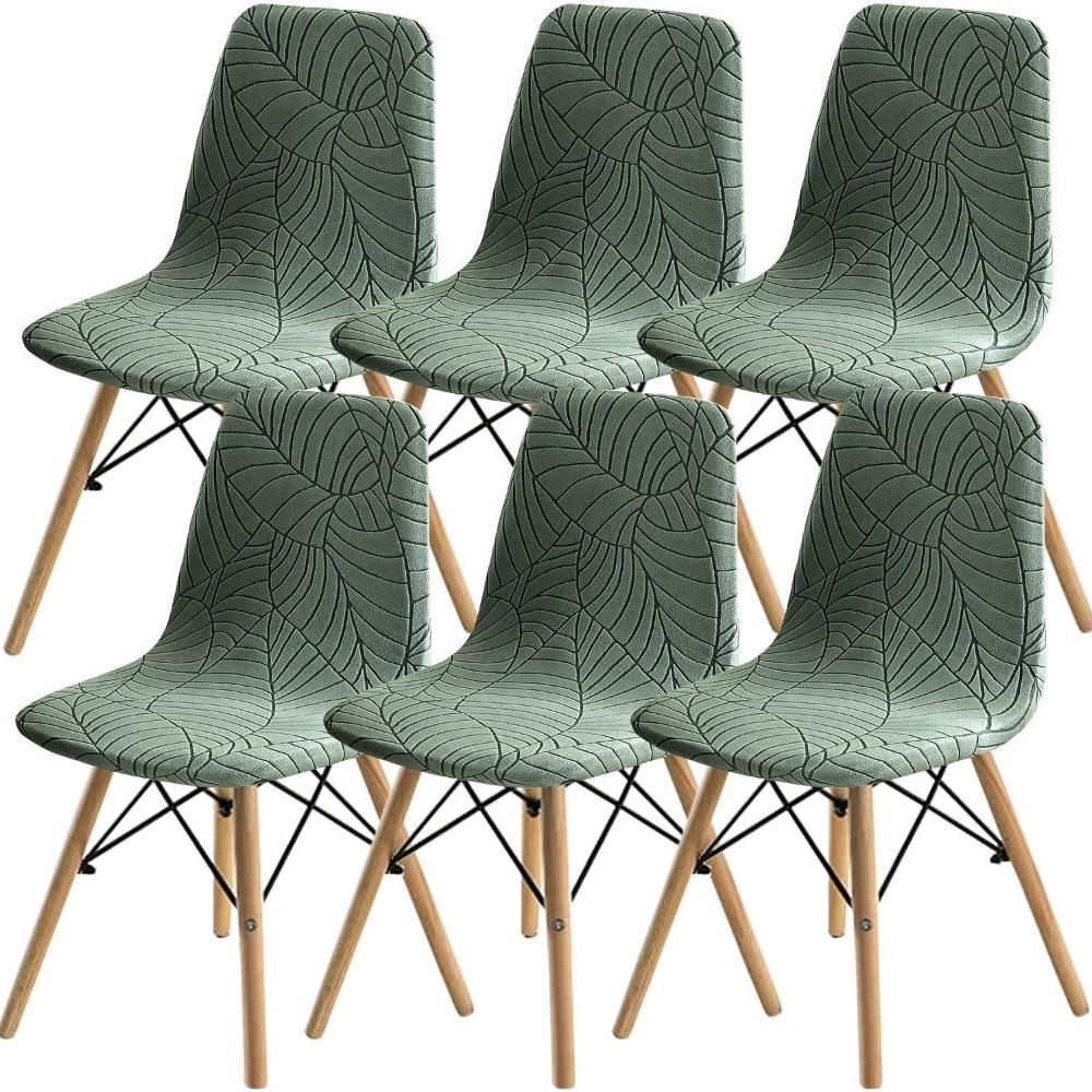 Elastic Chair Covers with Leaf Jacquard Modern Nordic Stretchable Seat Covers for Dining Chairs