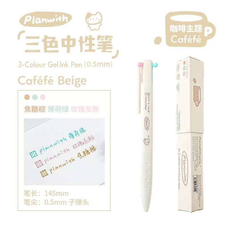 3/12 Color 3 in 1 Multi Functional Click Gel Pen Retractable Ballpoint Pen for Journal Writing Stationery School Office Supplies