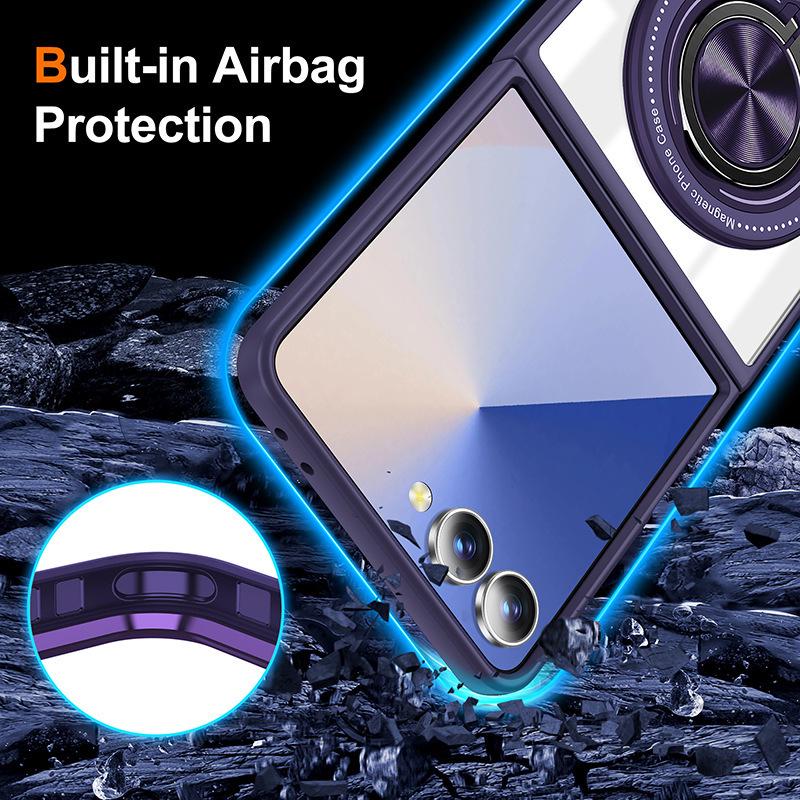 Samsung Z Flip7/6/5 360° Rotating Magnetic Wireless Charging Drop-Proof Clear Case