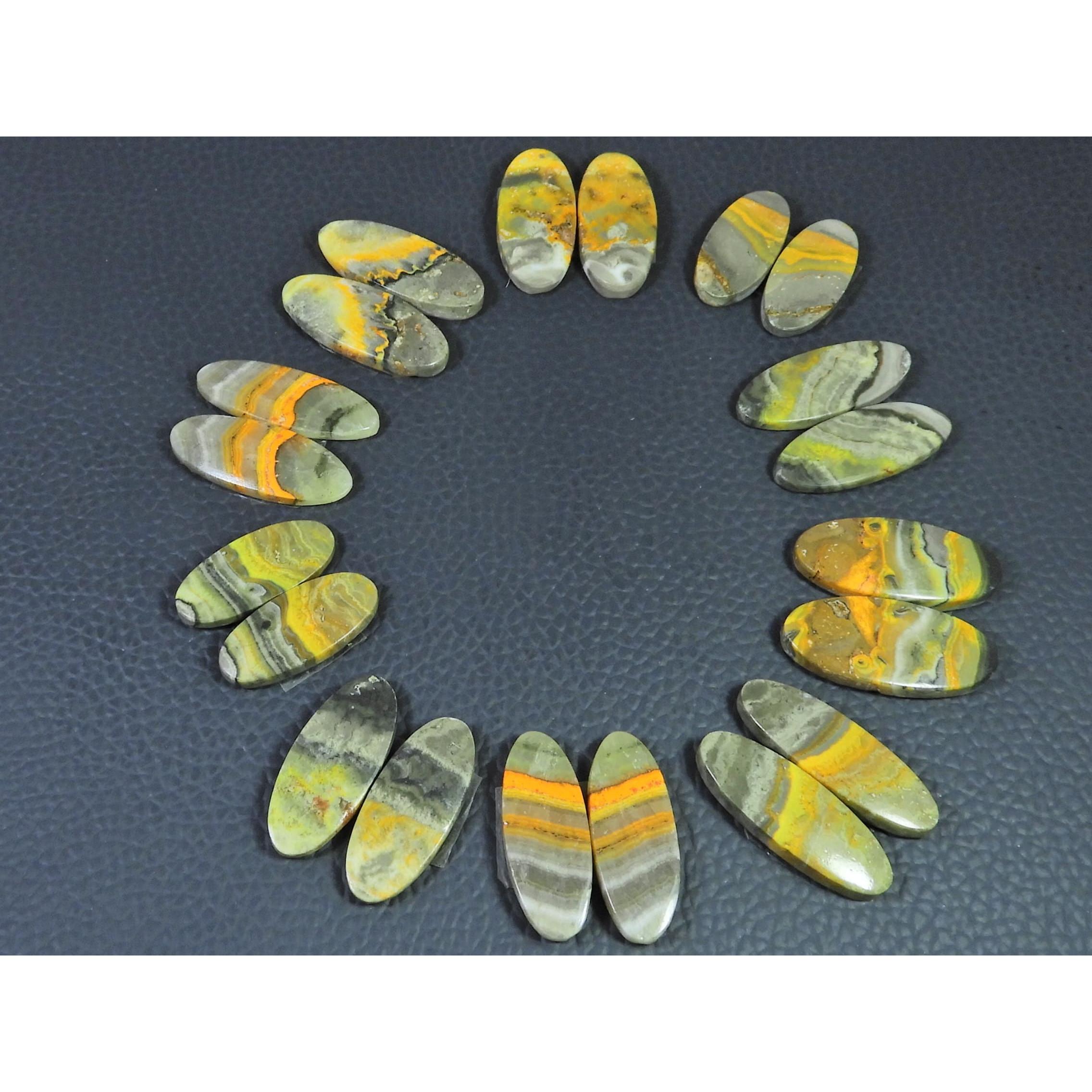 

170Cts.Natural Bumble Bee Jasper Matched Pair Oval Loose Gemstone 10Pair Lot C-2205